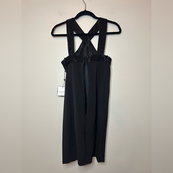 Laundry by Shelli Segal Beaded Criss Cross Halter Dress Black Size 4 - Picture 5 of 10